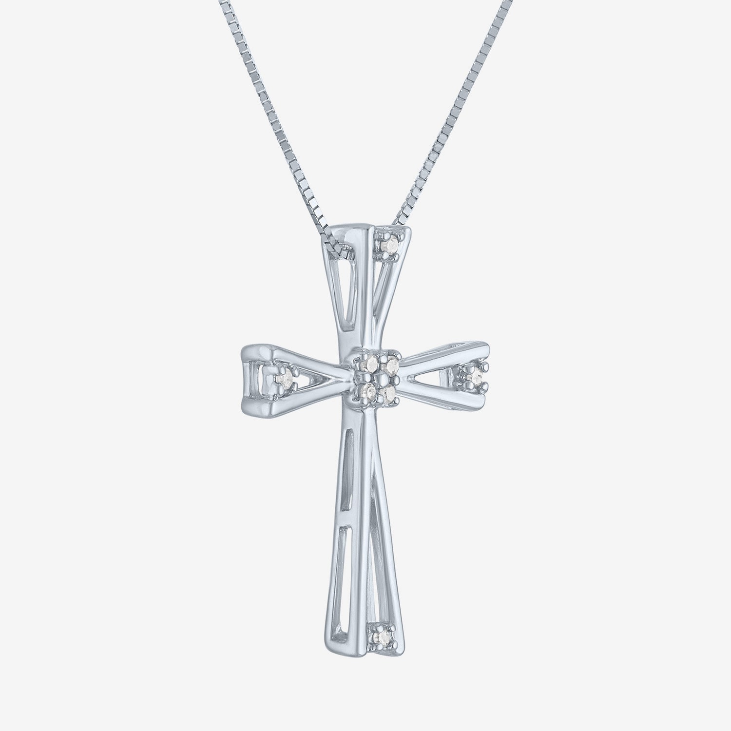 Diamond Accent Cross (G-H, Si2-I1) Womens Diamond Accent Lab Grown White Diamond Accent 10K Gold Cross Pendant