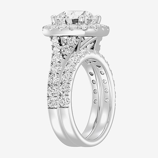 Signature By Modern Bride Womens 5 CT. T.W. Lab Grown White Diamond 14K Gold Side Stone Halo Bridal Set