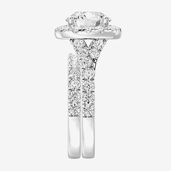 Signature By Modern Bride Womens 5 CT. T.W. Lab Grown White Diamond 14K Gold Side Stone Halo Bridal Set