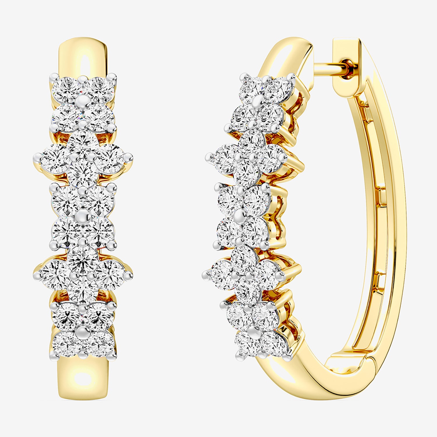 Womens 1 CT. T.W. Lab Grown White Diamond Sterling Silver 23.3mm Hoop Earrings