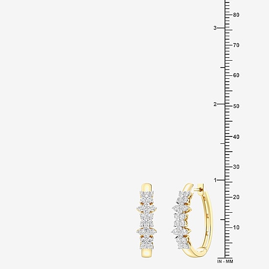 Womens 1 CT. T.W. Lab Grown White Diamond Sterling Silver 23.3mm Hoop Earrings