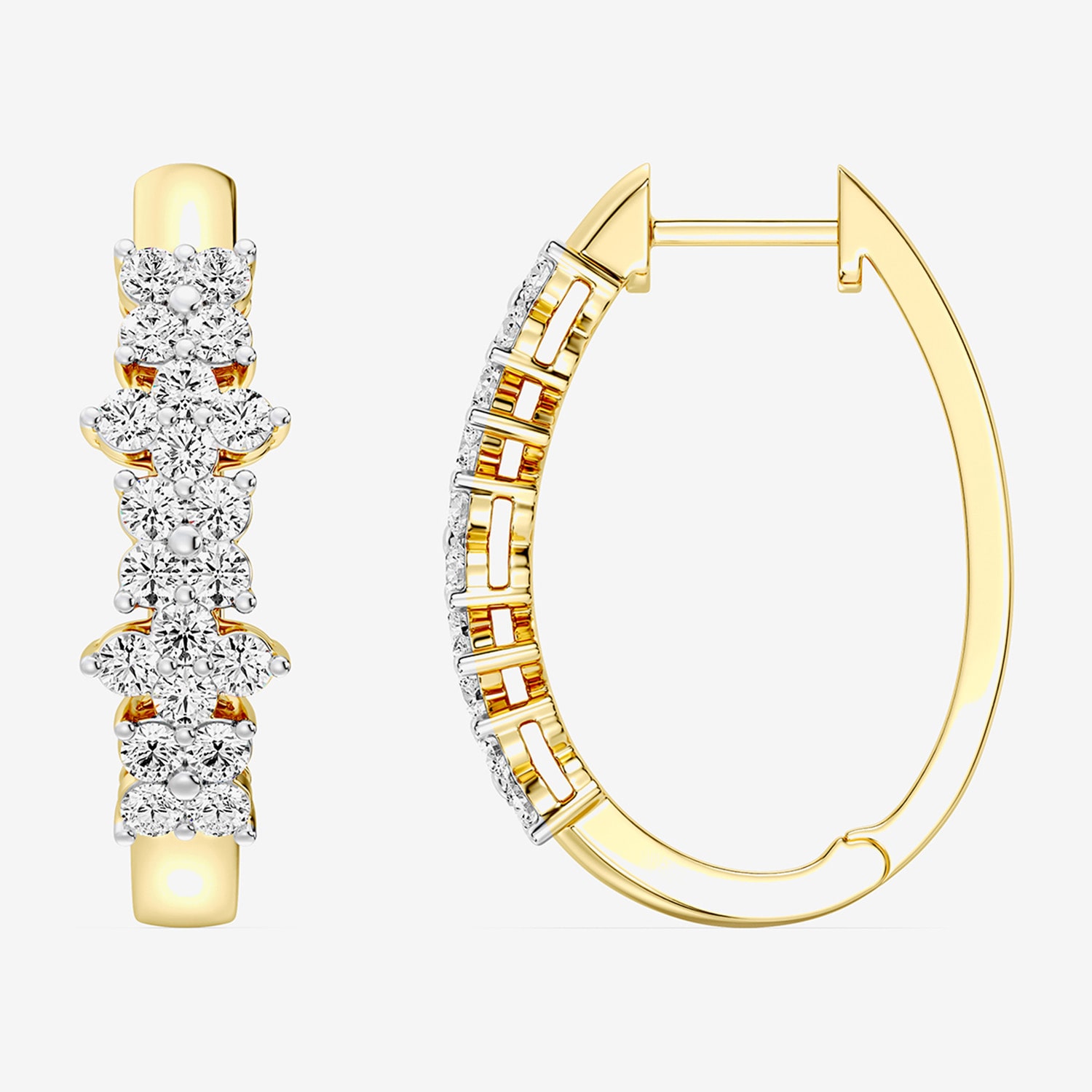 Womens 1 CT. T.W. Lab Grown White Diamond Sterling Silver 23.3mm Hoop Earrings