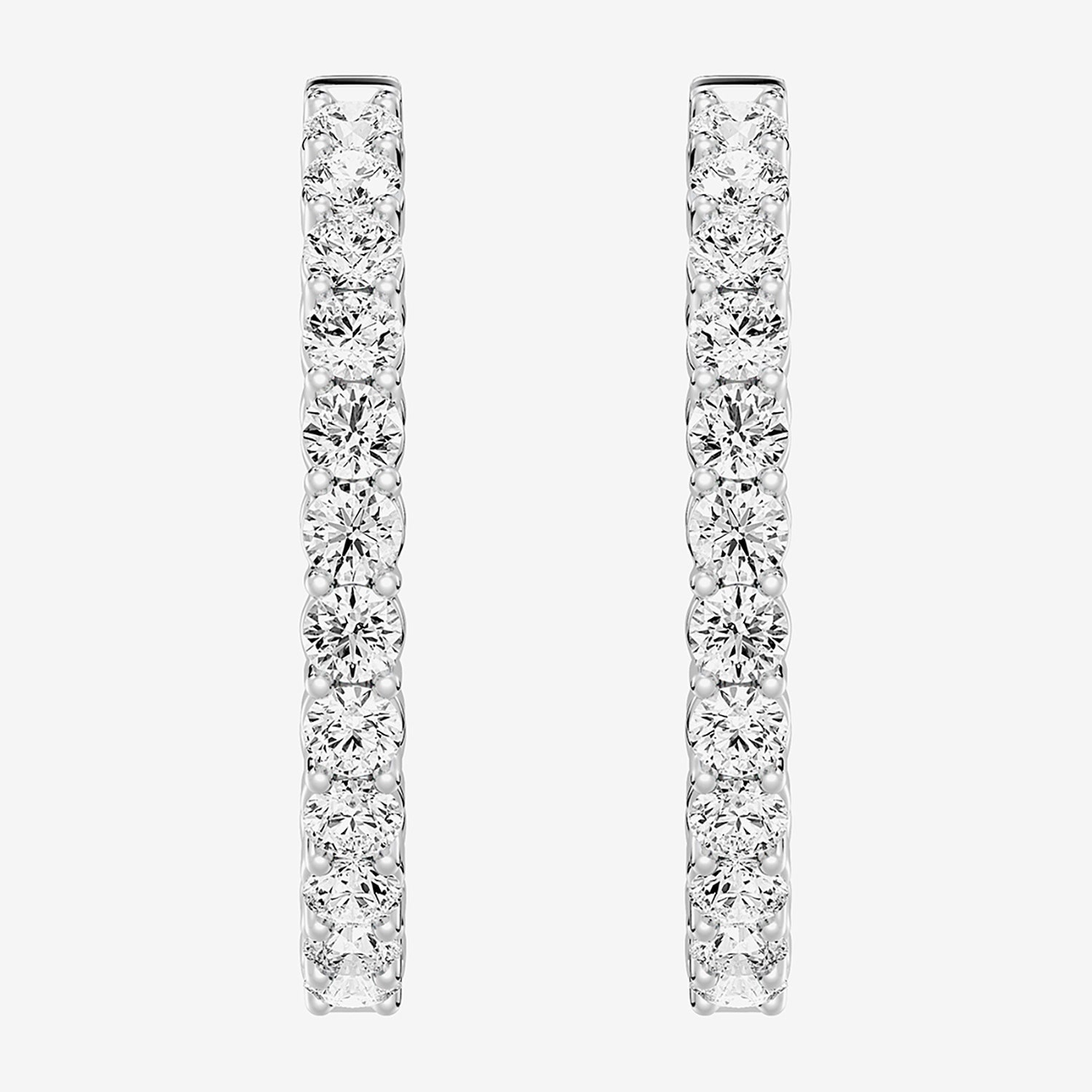 (F, Si1-Si2) Womens 4 CT. T.W. Lab Grown White Diamond Sterling Silver 29mm Round Hoop Earrings