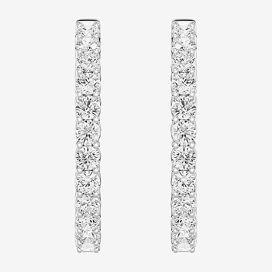 (F, Si1-Si2) Womens 4 CT. T.W. Lab Grown White Diamond Sterling Silver 29mm Round Hoop Earrings