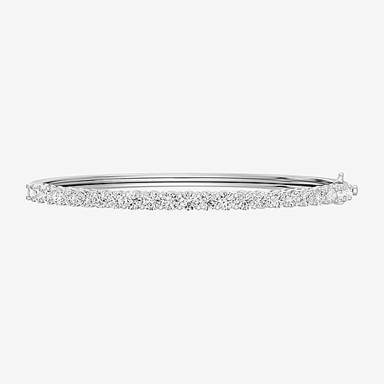 (F, Si1-Si2) Womens 5 CT. T.W. Lab Grown White Diamond Sterling Silver Round Bangle Bracelet