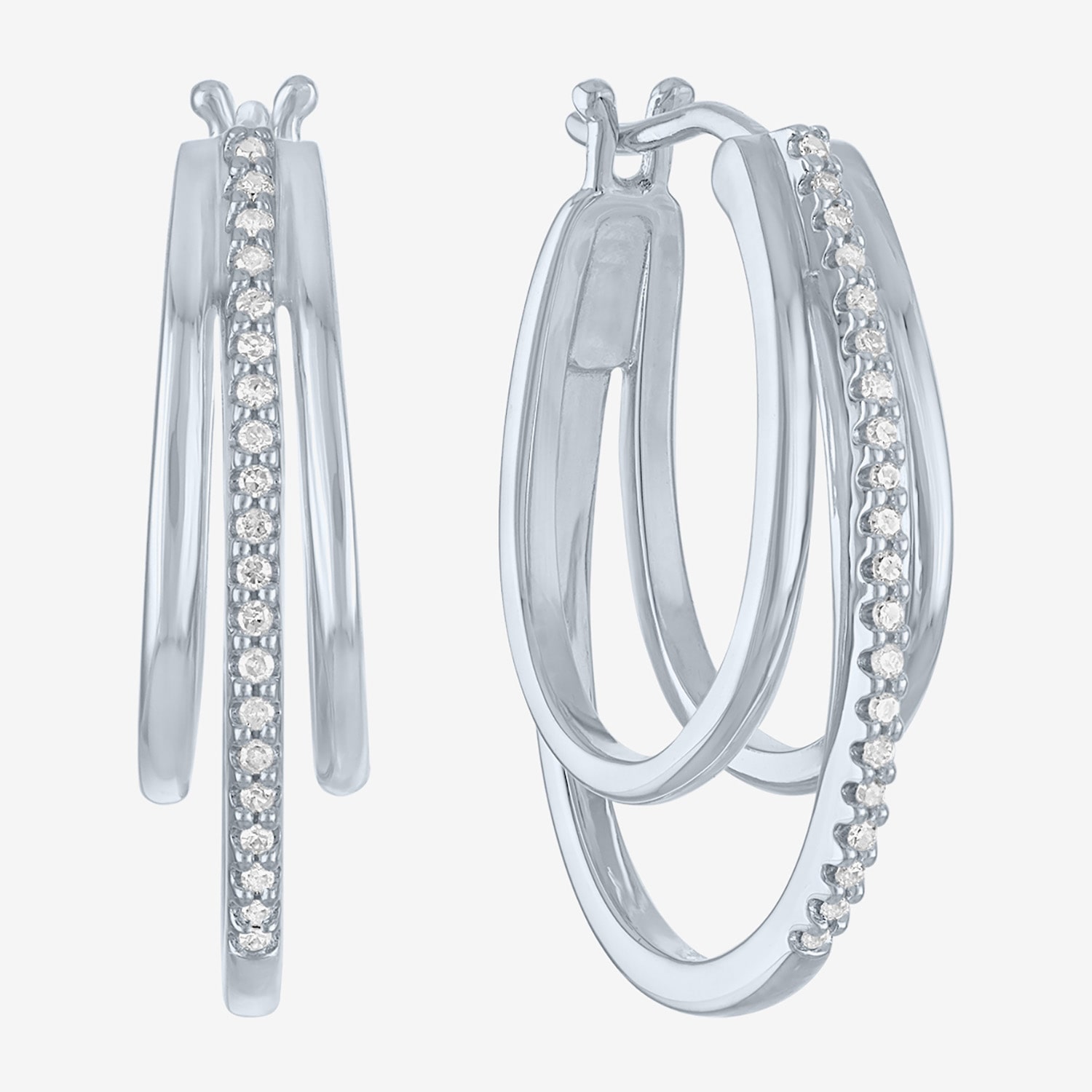 (Si2-I1,Si2-I1) Womens 1/10 CT. T.W. Lab Grown White Diamond 14K Rose Gold Over Silver 18.8mm Round Hoop Earrings