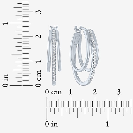 (Si2-I1,Si2-I1) Womens 1/10 CT. T.W. Lab Grown White Diamond 14K Rose Gold Over Silver 18.8mm Round Hoop Earrings