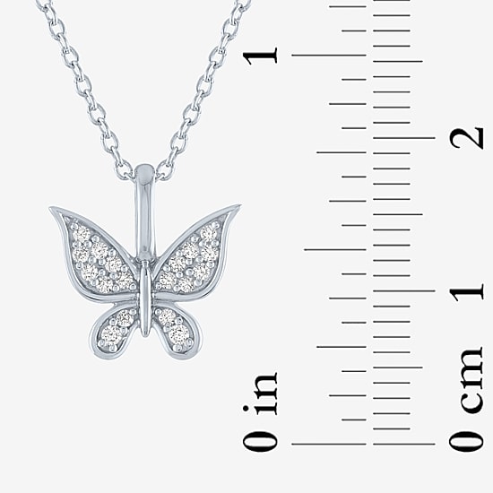 Butterfly (G-H, Si2-I1) Womens 1/10 CT. T.W. Lab Grown White Diamond Sterling Silver Butterfly 16 Inch Pendant Necklace