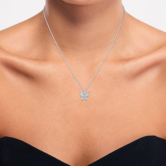 Butterfly (G-H, Si2-I1) Womens 1/10 CT. T.W. Lab Grown White Diamond Sterling Silver Butterfly 16 Inch Pendant Necklace