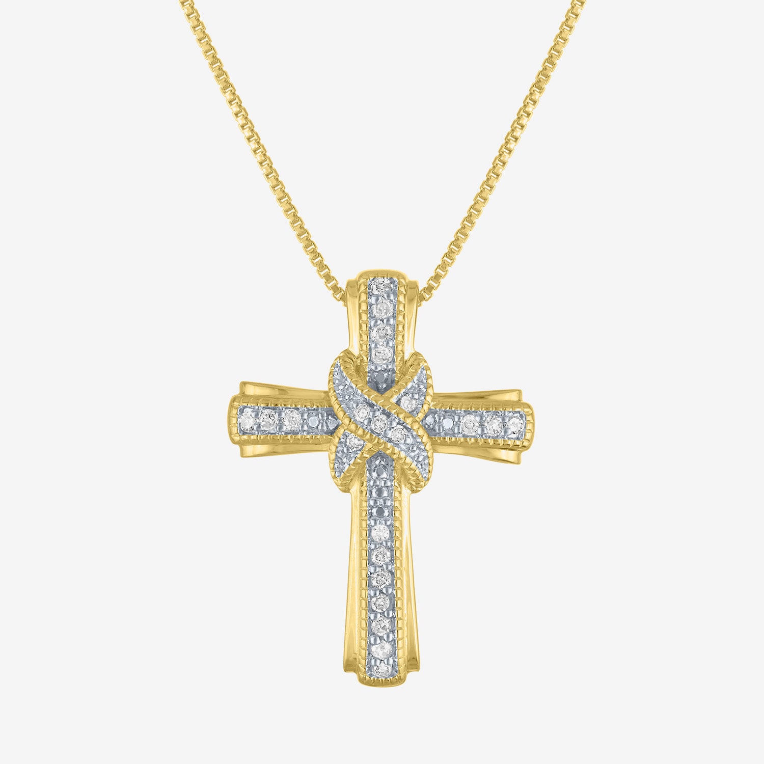 (G-H / Si2-I1) Womens 1/10 CT. T.W. Lab Grown White Diamond Sterling Silver Cross 18 Inch Pendant Necklace