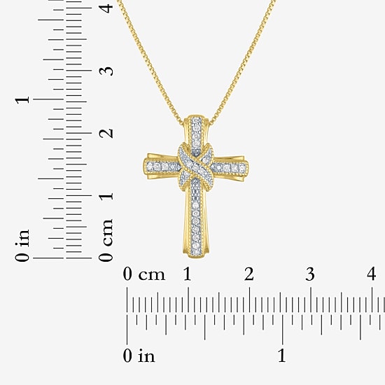 (G-H / Si2-I1) Womens 1/10 CT. T.W. Lab Grown White Diamond Sterling Silver Cross 18 Inch Pendant Necklace