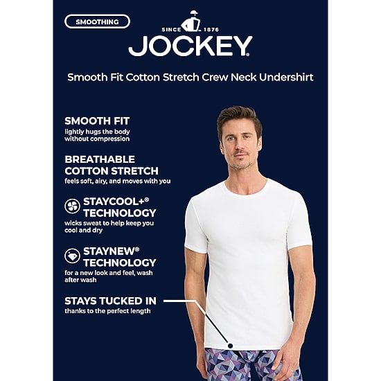 Jockey Mens 3 Pack Short Sleeve Crew Neck Moisture Wicking T-Shirt