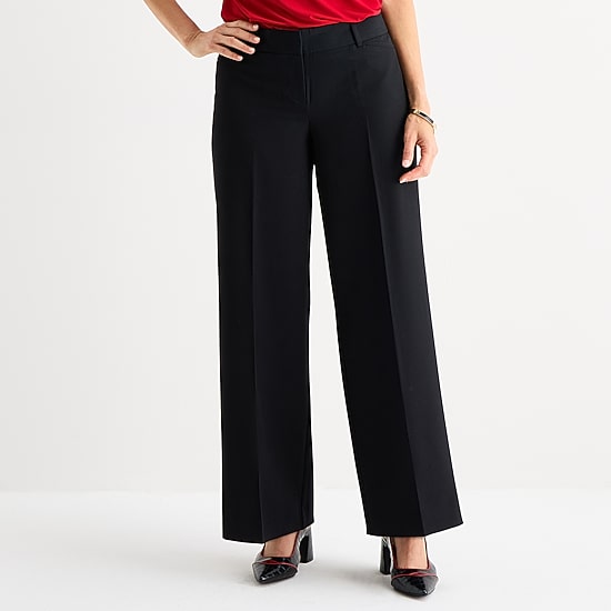 Liz Claiborne Audra Womens Plus Wide Leg Mid Rise Trouser