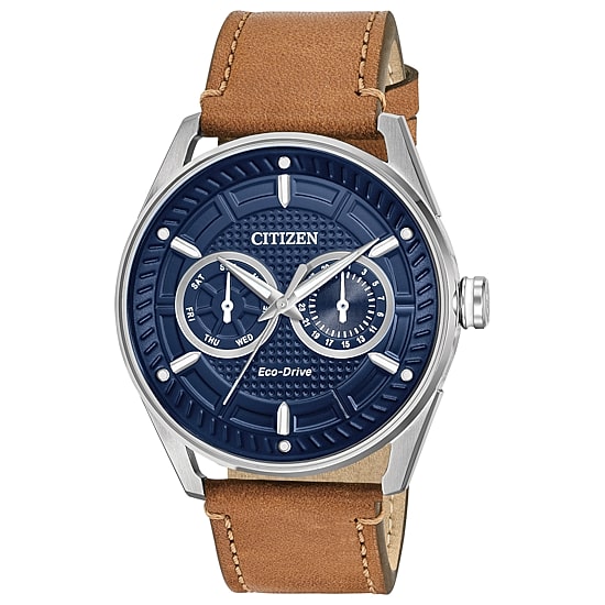 Citizen Citizen Eco-Drive Mens Brown Leather Strap Watch Bu4020-01l