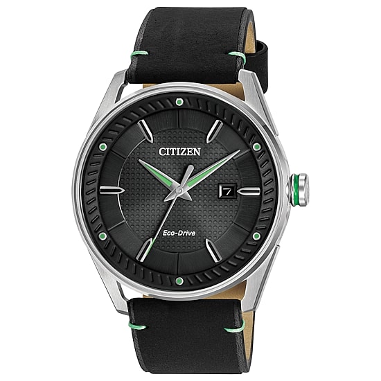 Citizen Mens Black Leather Strap Watch Bm6980-08e