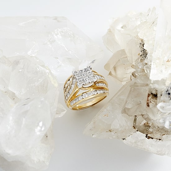 3 CT.T.W. Natural Diamond Side Stone Engagement Ring in 10K or 14K Gold