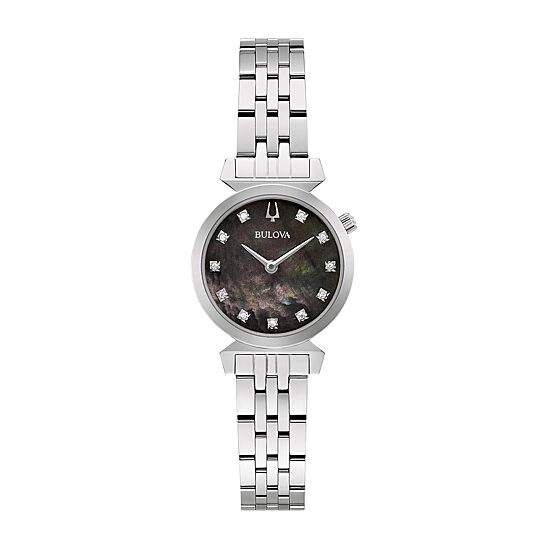 Bulova Classic Womens Diamond Accent Silver Tone Stainless Steel Bracelet Watch 96p221