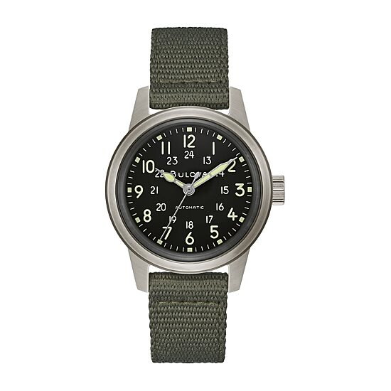 Bulova Military Mens Green Strap Watch 96a259