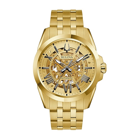 Bulova Classic Mens Automatic Gold Tone Stainless Steel Bracelet Watch 97a162