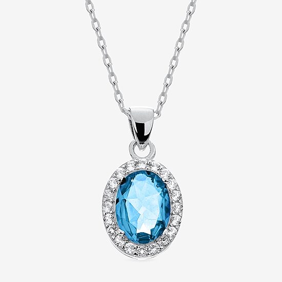 Womens Genuine Blue Topaz Sterling Silver 18 Inch Pendant Necklace
