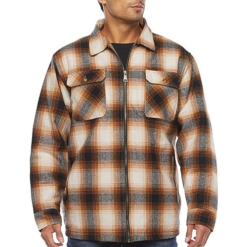 Victory Brawny Flannel Mens Midweight Shirt Jacket In Brown