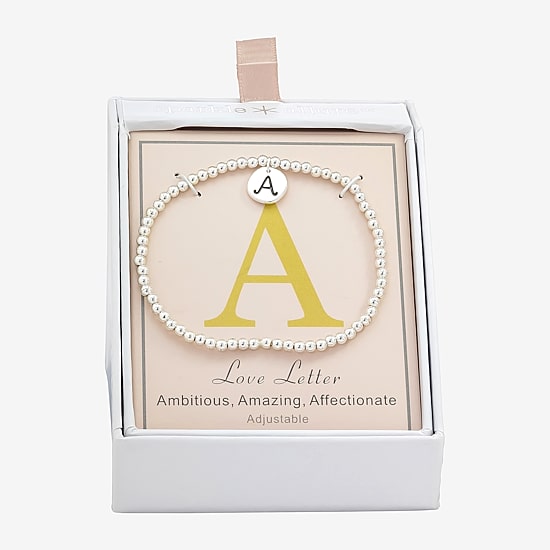 Sparkle Allure Initial Womens Round Beaded Bracelet