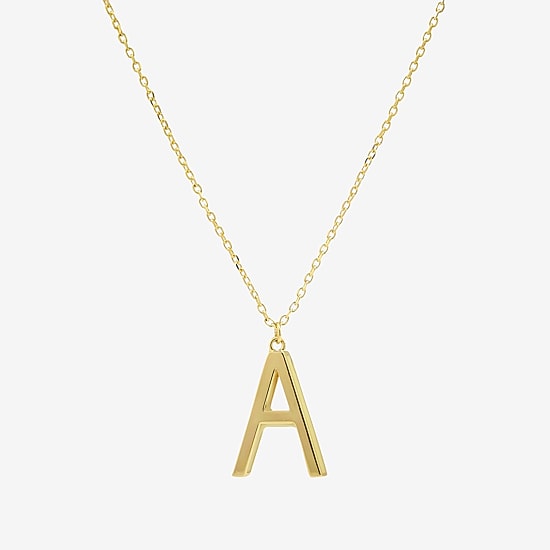 Sparkle Allure Initial Womens 14K Gold Over Brass 16 Inch Pendant Necklace
