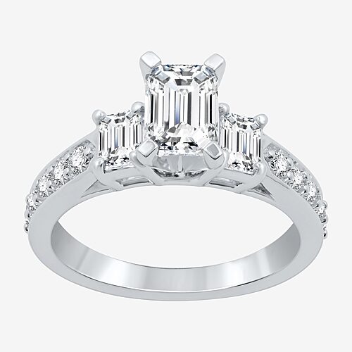 Signature By Modern Bride (H-I / Si1-Si2) Womens 2 CT. T.W. Lab Grown White Diamond 10K Gold Side Stone 3-Stone Engagement Ring, 9, White