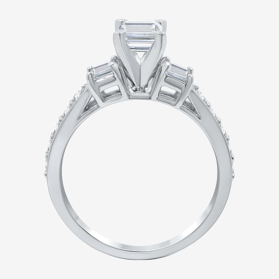 Signature By Modern Bride (H-I / Si1-Si2) Womens 2 CT. T.W. Lab Grown White Diamond 10K Gold Side Stone 3-Stone Engagement Ring