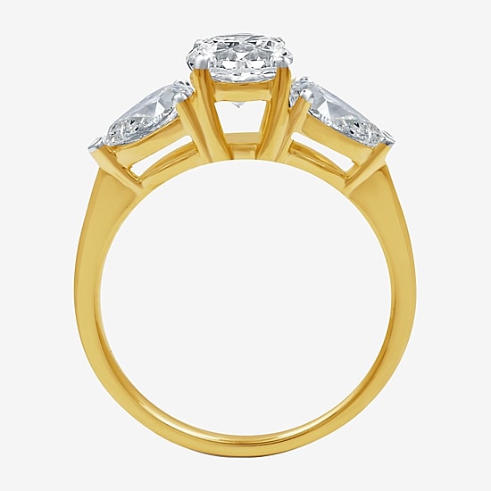Signature By Modern Bride (H-I / Si1-Si2) Womens 2 1/4 CT. T.W. Lab Grown White Diamond 14K Gold Round 3-Stone Engagement Ring
