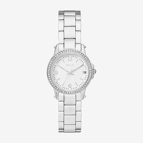 Relic By Fossil Womens Silver Tone Bracelet Watch Zr34646