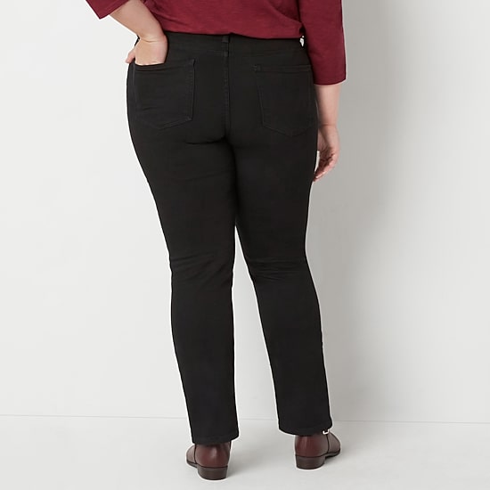 St. John's Bay Womens Mid Rise Stretch Fabric Straight Leg Jean