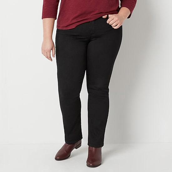 St. John's Bay Womens Mid Rise Stretch Fabric Straight Leg Jean