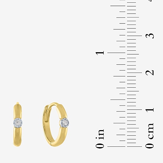 (G-H / I1-I2) Womens Diamond Accent Lab Grown White Diamond Accent 10K Gold 11mm Hoop Earrings