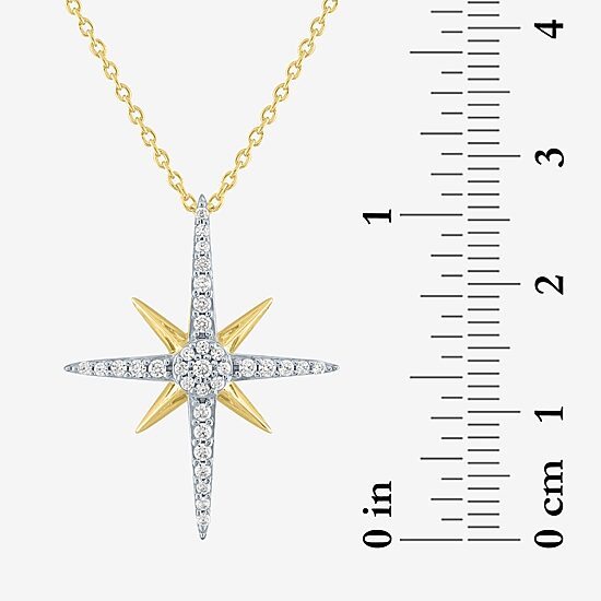 Diamond Addiction (G-H / Si2-I1) North Star Womens 1/4 CT. T.W. Lab Grown White Diamond 10K Gold Star 18 Inch Pendant Necklace