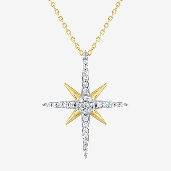 Diamond Addiction (G-H / Si2-I1) North Star Womens 1/4 CT. T.W. Lab Grown White Diamond 10K Gold Star 18 Inch Pendant Necklace