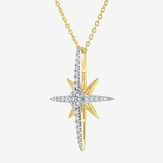 Diamond Addiction (G-H / Si2-I1) North Star Womens 1/4 CT. T.W. Lab Grown White Diamond 10K Gold Star 18 Inch Pendant Necklace