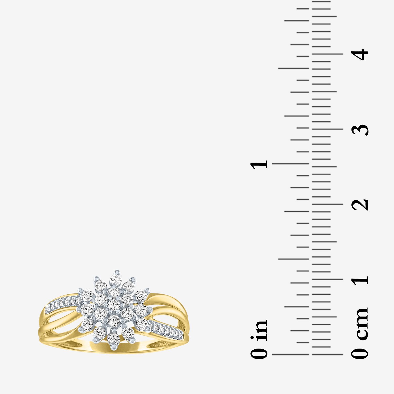 (G-H / Si2-I1) Womens 1/3 CT. T.W. Lab Grown White Diamond 10K Gold Cluster Cocktail Ring