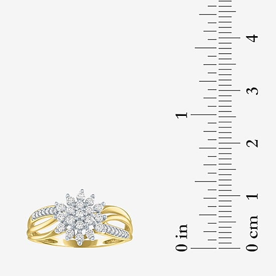 (G-H / Si2-I1) Womens 1/3 CT. T.W. Lab Grown White Diamond 10K Gold Cluster Cocktail Ring