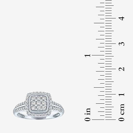 (G-H / Si2-I1) Womens 1/3 CT. T.W. Lab Grown White Diamond 10K Gold Cushion Halo Cocktail Ring