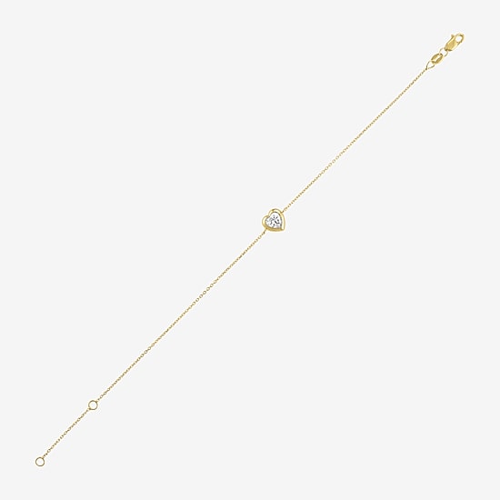 Diamond Addiction (G-H / Si2-I1) Womens 10K Gold 8 Inch Cable Heart Chain Bracelet