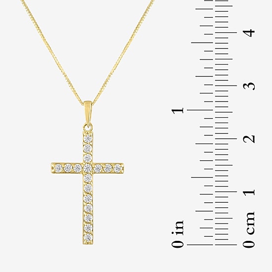(G-H / Si2-I1) Womens 1/3 CT. T.W. Lab Grown White Diamond 10K Gold Cross 18 Inch Pendant Necklace