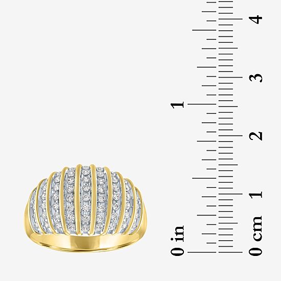 Womens 2MM 1/2 CT. T.W. Natural White Diamond 14K Gold Over Silver Band