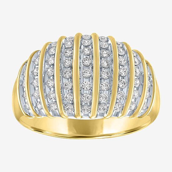 Womens 2MM 1/2 CT. T.W. Natural White Diamond 14K Gold Over Silver Band