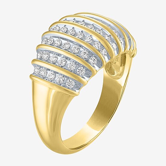 Womens 2MM 1/2 CT. T.W. Natural White Diamond 14K Gold Over Silver Band