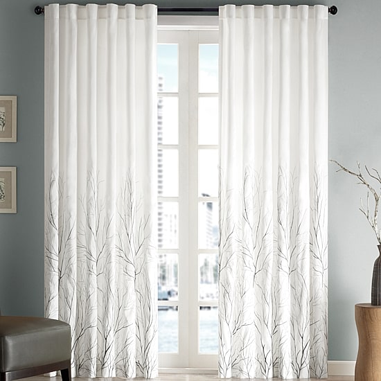 Madison Park Eliza Embroidery Faux Silk Back Tab Light-Filtering Single Curtain Panel