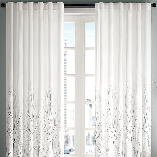 Madison Park Eliza Embroidery Faux Silk Back Tab Light-Filtering Single Curtain Panel