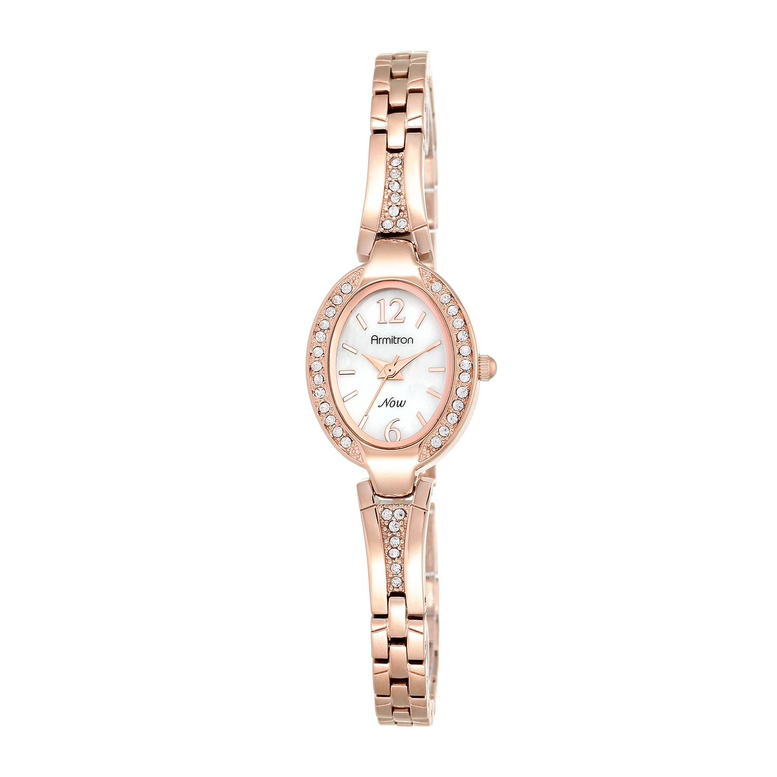 Armitron® Womens Crystal-Accent Oval Rose-Tone Bracelet  display picture 2