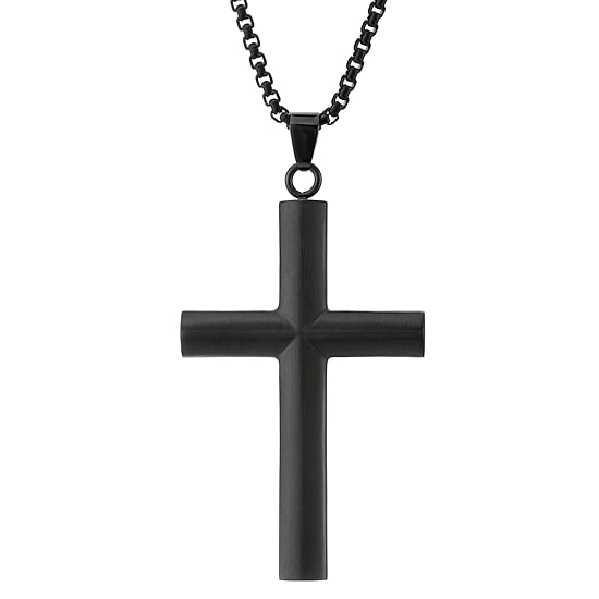 Mens Stainless Steel Cross 24 Inch Pendant Necklace