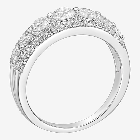 Diamonart Womens 3MM Cubic Zirconia Sterling Silver Band